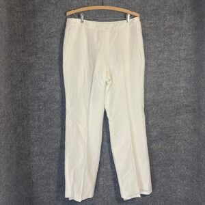 Kasper Dress Pants Womens 8 White Linen Blend Lined Side Zip Euro Summer Chic